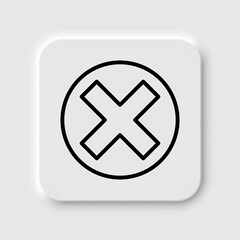 Delete, cross simple icon. Flat desing. Neumorphism design.ai