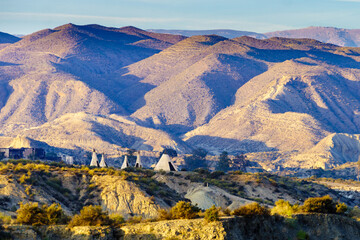 Tabernas desert and Indian village wigwams at Western Leone, Spain © Voyagerix