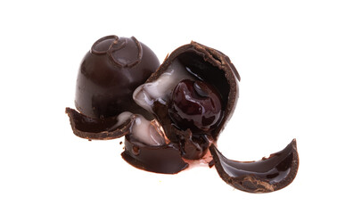 chocolate candy with cherry isolated