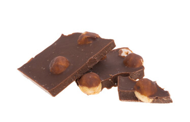 chocolate with nuts isolated