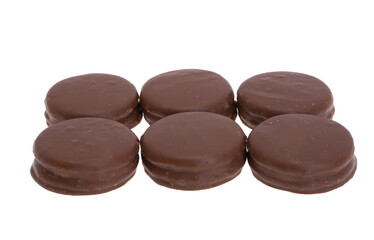chocolate biscuits with milk filling isolated