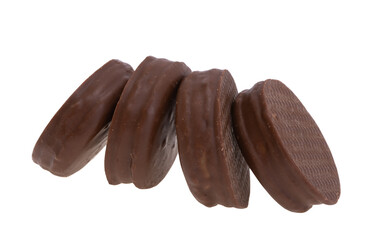 chocolate biscuits with milk filling isolated
