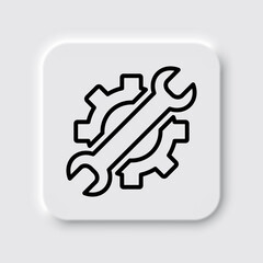 Gear wrench simple icon. Flat desing. Neumorphism design.ai