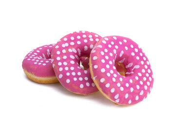 donuts in pink glaze isolated