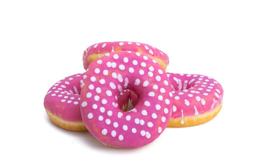 donuts in pink glaze isolated