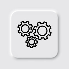 Gears simple icon vector. Flat desing. Neumorphism design.ai