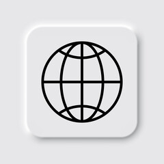 Globe, planet simple icon. Flat desing. Neumorphism design.ai