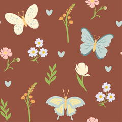 Spring seamless pattern with flowers and vector