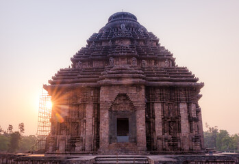 800 year old Sun Temple, Konark Odisha, India. Designed as a chariot consisting of 24 wheels which...