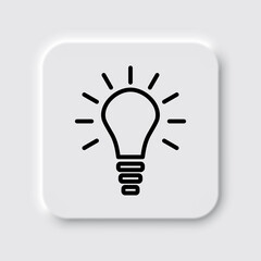 Light bulb simple icon. Flat desing. Neumorphism design.ai