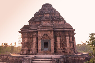 800 year old Sun Temple, Konark Odisha, India. Designed as a chariot consisting of 24 wheels which are sundials to measure movement of sun and planets. Unesco World Heritage Site.