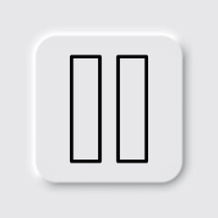 Pause simple icon vector. Flat desing. Neumorphism design.ai