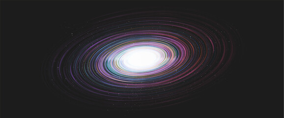 Mini Shiny Colorful Black hole on Galaxy background with Milky Way