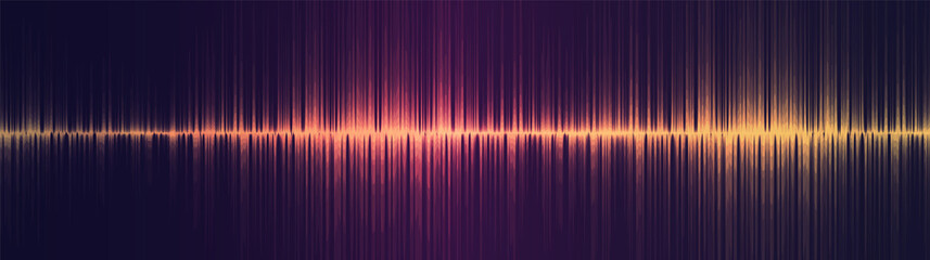 Panorama Golden Equalizer Sound Wave on Technology Background