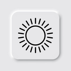 Sun simple icon, vector. Flat desing. Neumorphism design.ai