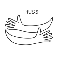 Virtual Hands hugged over white vector illustration