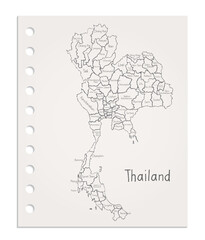 Thailand map on realistic clean sheet of paper torn from block vector