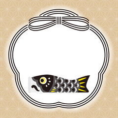 2022122鯉のぼり和風背景　黒