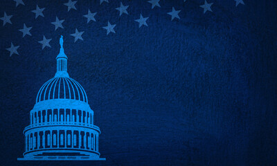 USA Capitol blue illustration background - obrazy, fototapety, plakaty