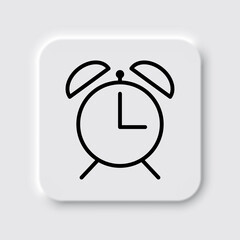 Alarm clock simple icon vector. Flat desing. Neumorphism design.ai