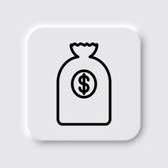 Bank bag simple icon vector. Flat desing. Neumorphism design.ai