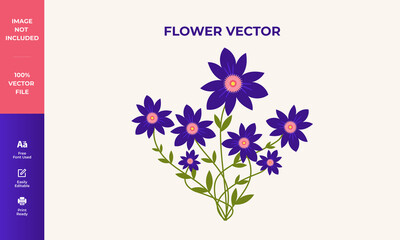 Flower vector design.  Flat cartoon flower vector illustration. Drawing of nature flower.