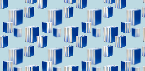 Seamless pattern with books on a blue background.