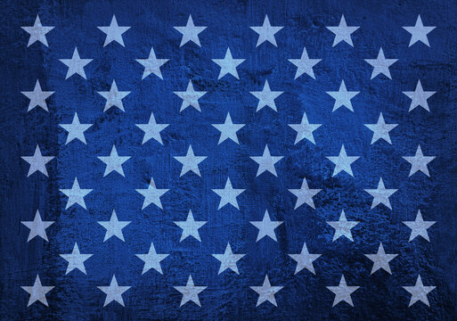 USA flag stars on blue wall background