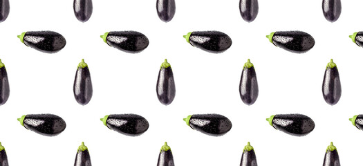 Seamless pattern with eggplant on a white background.