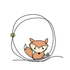 Happy little squirrel. Happy squirrel illustration continuous line drawing. Vector illustration.