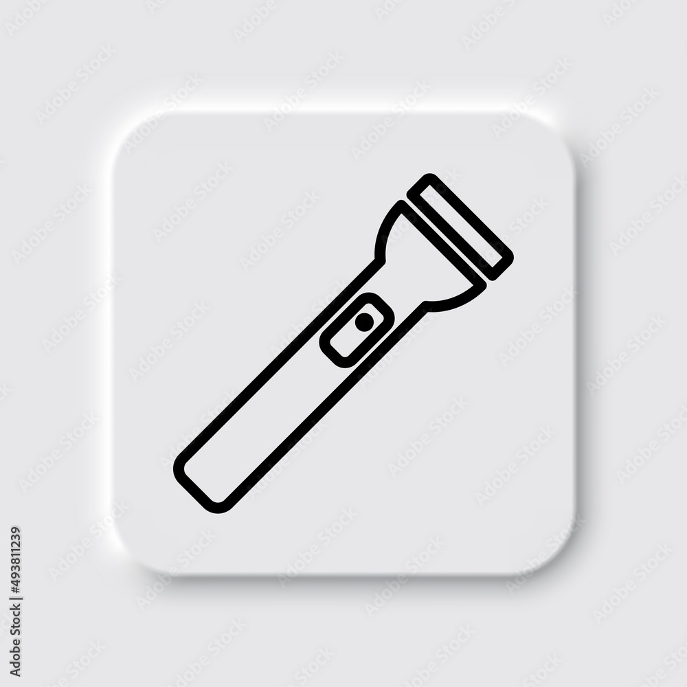 Poster flashlight simple icon vector. flat desing. neumorphism design.ai