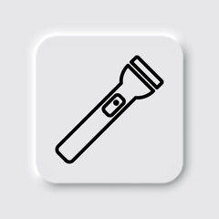 Flashlight simple icon vector. Flat desing. Neumorphism design.ai