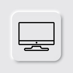 Monitor simple icon vector. Flat desing. Neumorphism design.ai