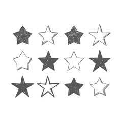 Obraz premium Hand drawn star icons. Set of doodle stars.