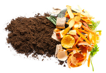 organic compost - biodegradable kitchen waste and soil