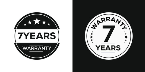 7 years warranty seal stamp, vector label.