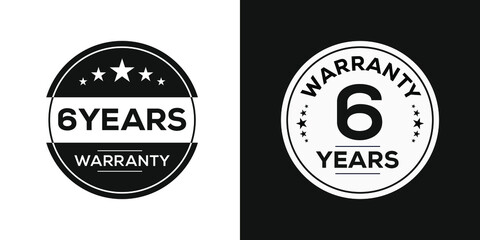 Fototapeta na wymiar 6 years warranty seal stamp, vector label.