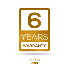 6 years warranty seal stamp, vector label. - obrazy, fototapety, plakaty