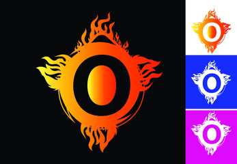 Fire O letter logo and icon design template
