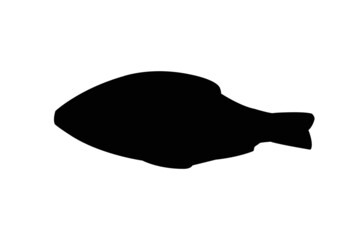 Black fish silhouette isolated on white background