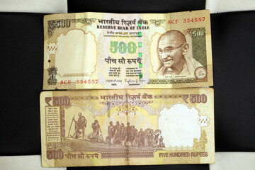 crumpled banknotes indian rupees paper money close up