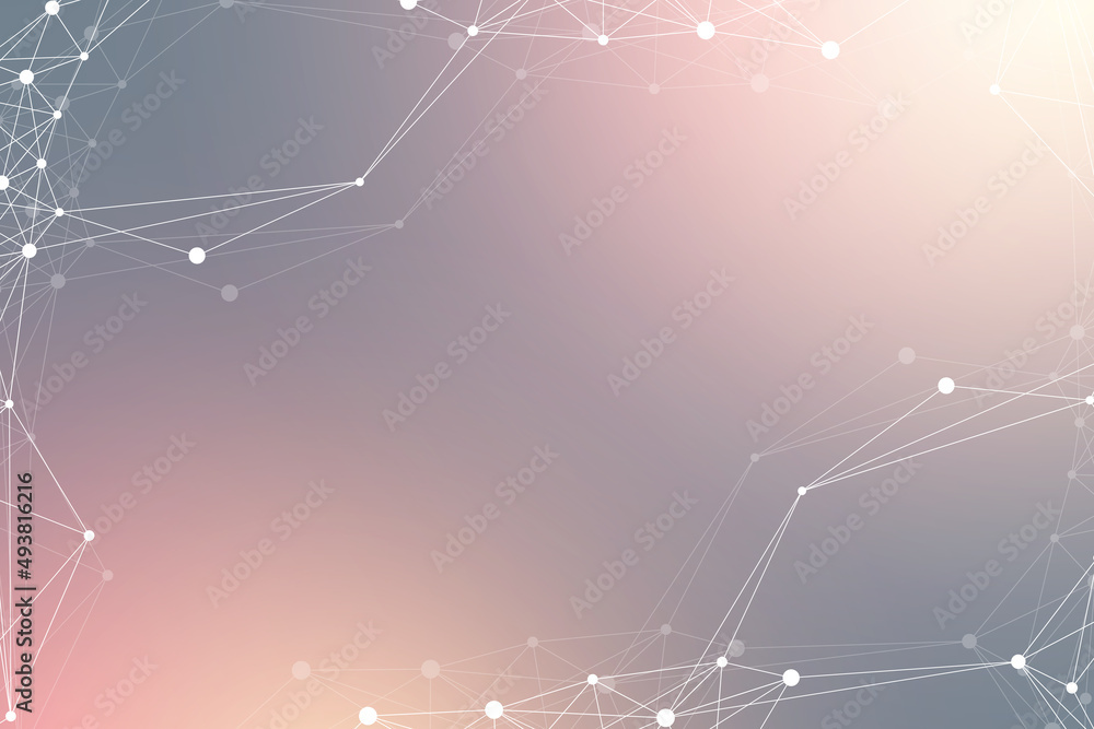 Leinwandbilder Geometric graphic background molecule and communication. Big data complex with compounds. Lines plexus, minimal array. Digital data visualization. Scientific cybernetic illustration.