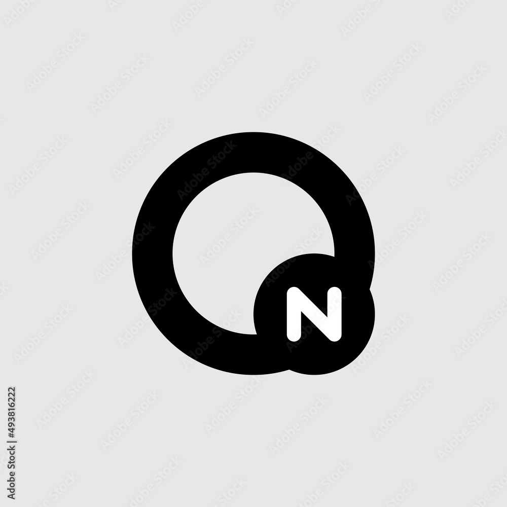 Poster on. letter n rotates in the orbit of the letter o. vector design element or icon. o and n - initials