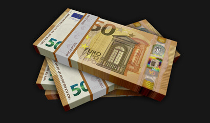 Euro money banknotes pack 3d illustration
