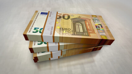 Euro money banknotes pack 3d illustration