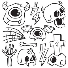 halloween doodle cartoon coloring design