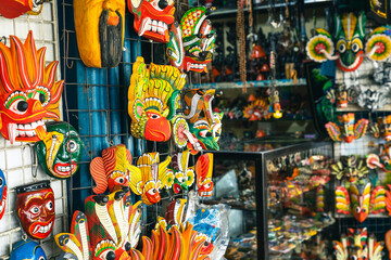 Mystical wooden masks on the island of Sri Lanka