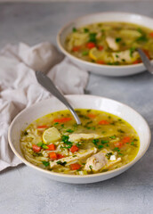 Chicken lemon orzo soup. style hugge