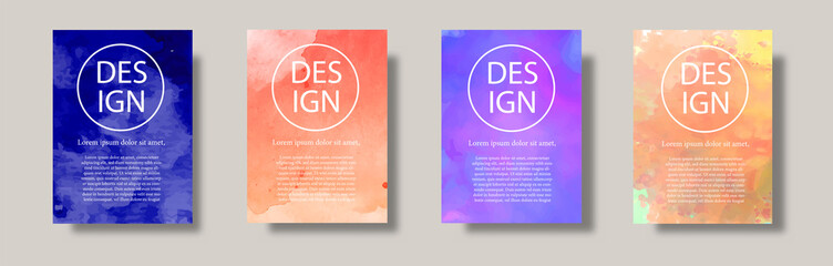 Abstract watercolor cover background set collection