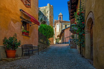 Old town of Monforte d'Alba, Italy.